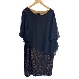 Connected Apparel Size 18W Black Sheath Dress Lace Overlay Party Wedding NEW